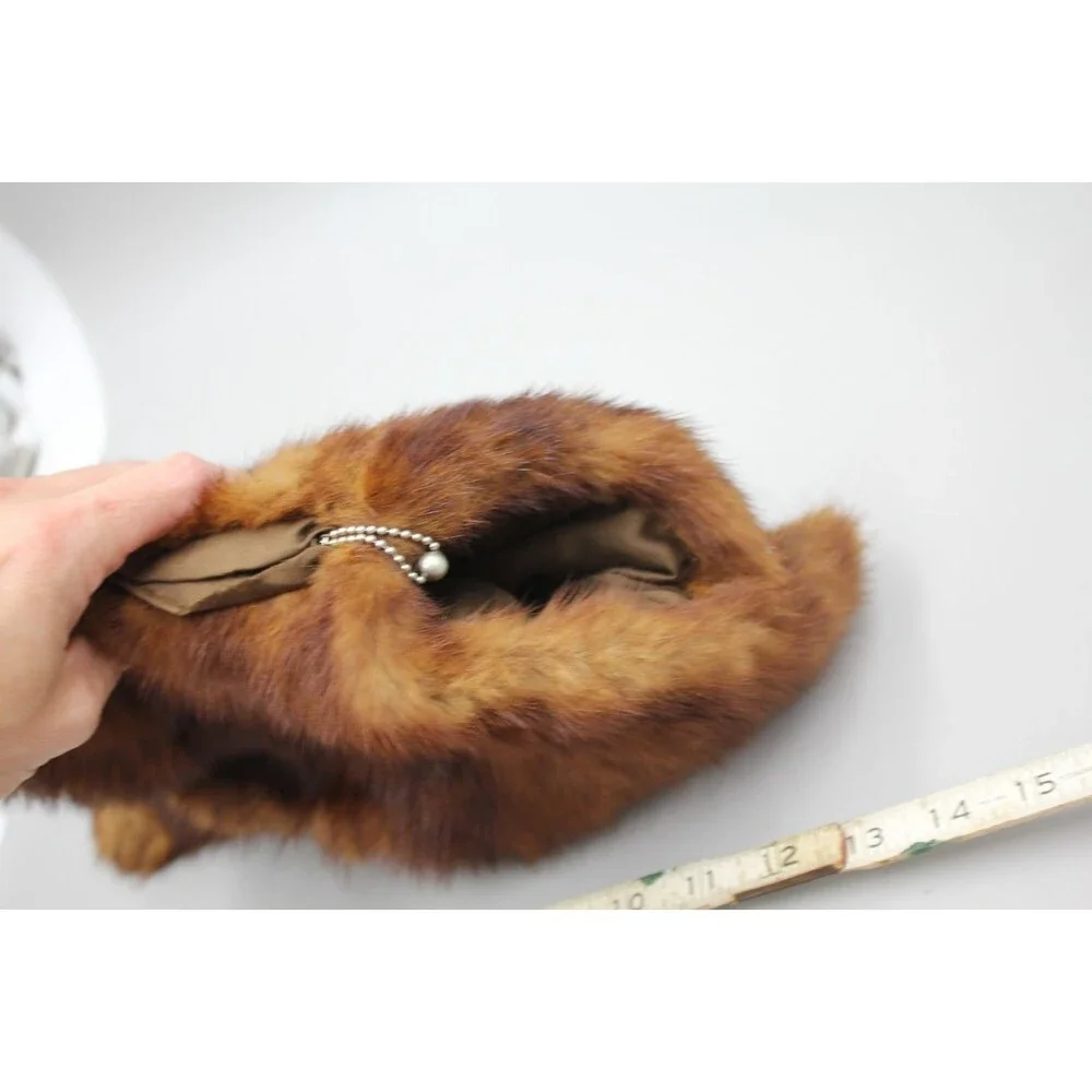 Vintage/Antique Fox Fur Hand Warmer w/Zip Coin Change Pocket & sm Leather Pouch